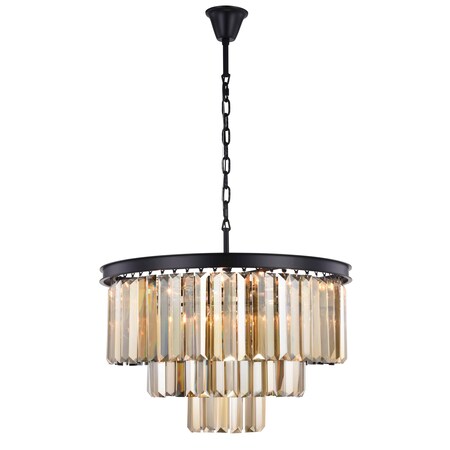 Urban Classic Sydney 9-Light Metal Royal Cut Chandelier in Matte Black